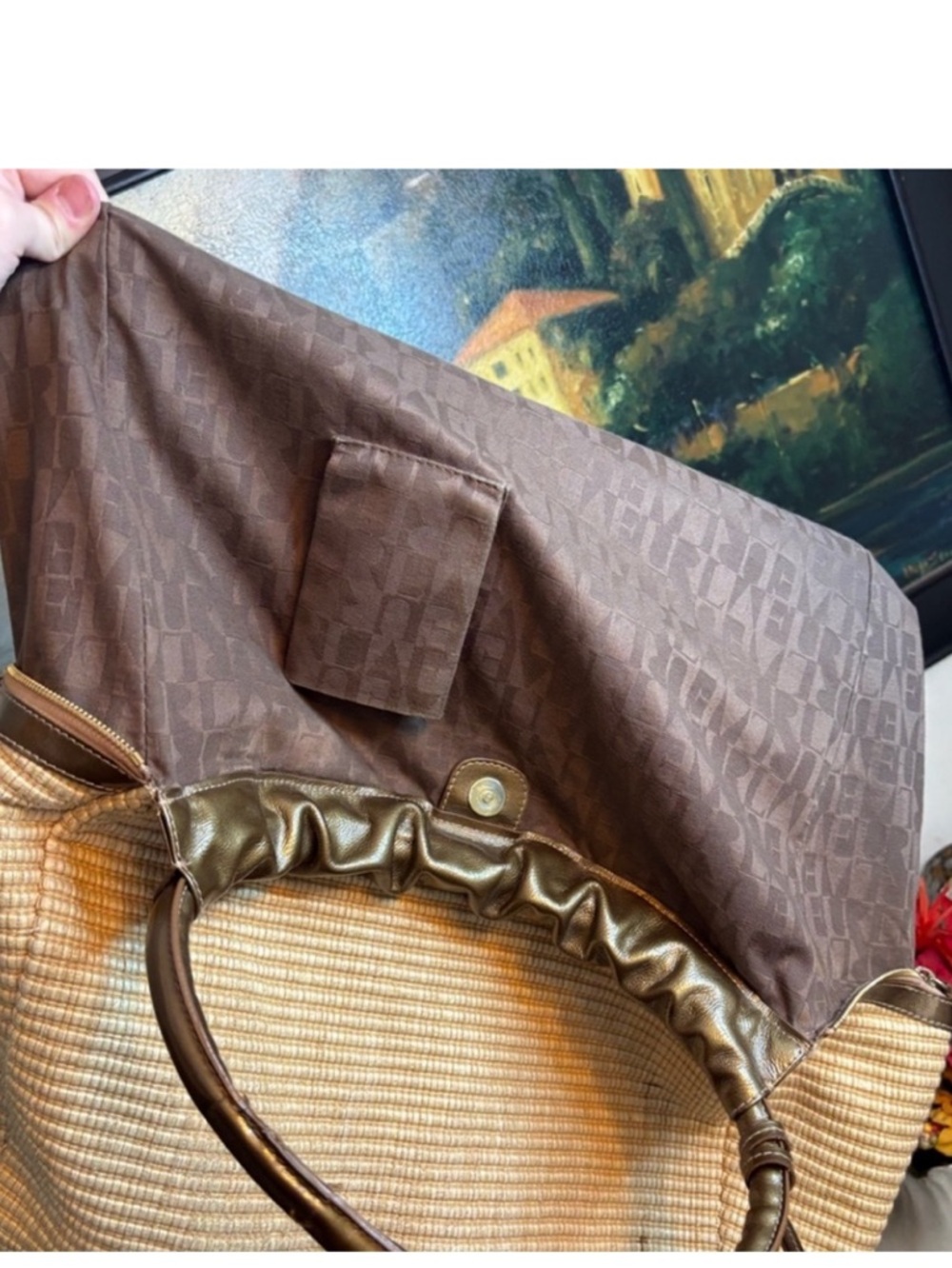 FURLA Authentic Vintage Straw Hobo Shoulder Bag Italian Leather 🤎🌾👜 - Picture 11 of 15